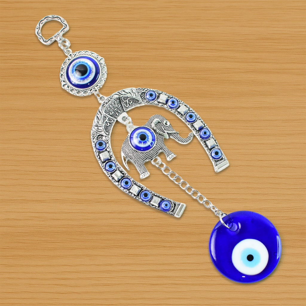 Handcrafted Evil Eye Wall Hanging with Beads & Tinkling Chime