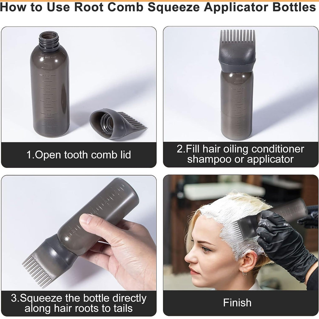 Comb Applicator Bottle, Hair Oil Applicator Bottle for Hair Dye Bottle Applicator Brush with Graduated Scale, Professional Brush Applicator Comb Hairdressing Coloring Styling Tool (1 Pc), Hair accessories