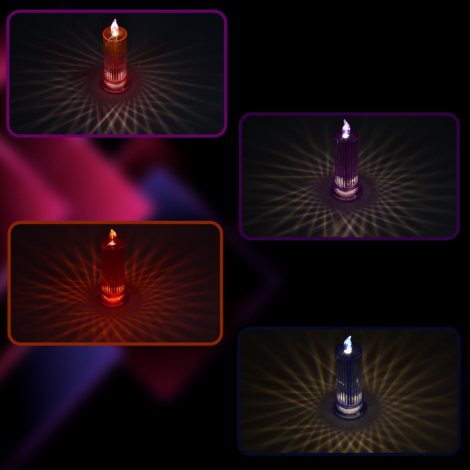 Multicolor big candles with a crystal-like appearance, adding elegance to home settings.