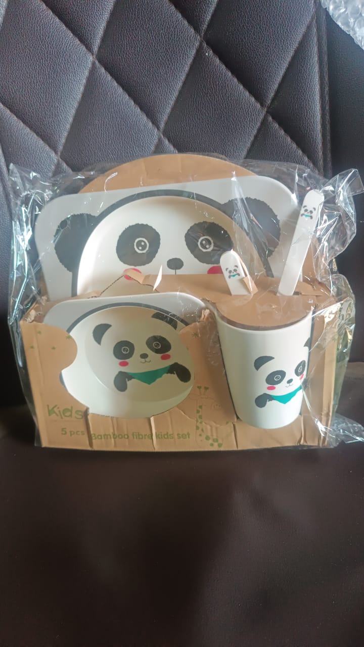 Eco-Friendly Panda-Themed Kids Dinnerware Set (5 Pc)