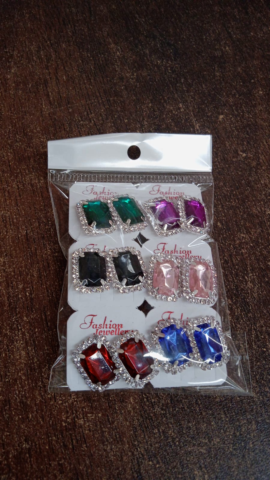 Diamond Jewellery Interchangeable Triangular Shaped Earrings (6 Pari / Mix Color & Design)