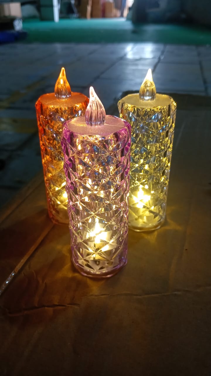 Candles for Home Decoration, Crystal Candlelight, Diwali (1 Pc / Multicolor)