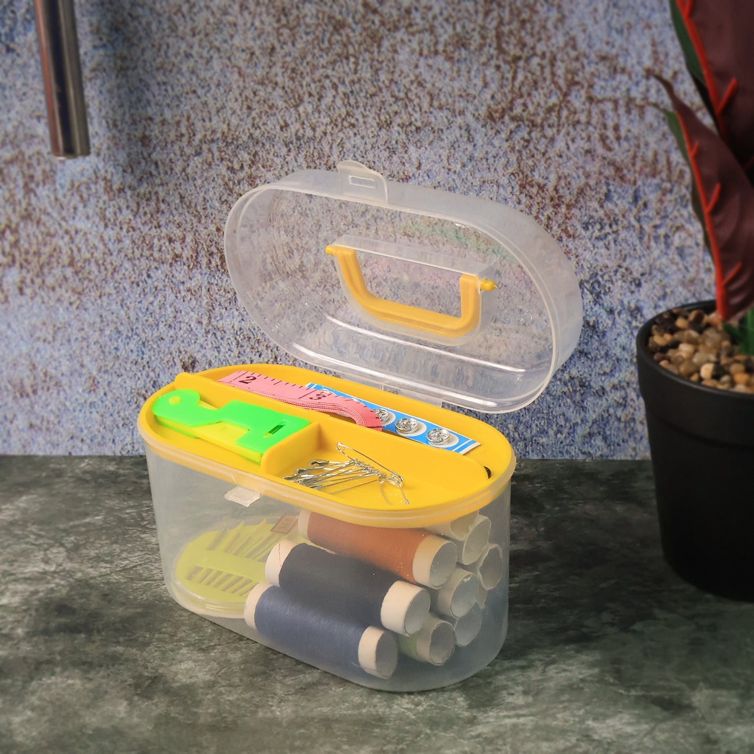 Double Layer Small & Portable Travel Sewing Kits Box with Color Needle Threads Scissor pin Hand Work Sewing Box Handwork Sewing Accessories