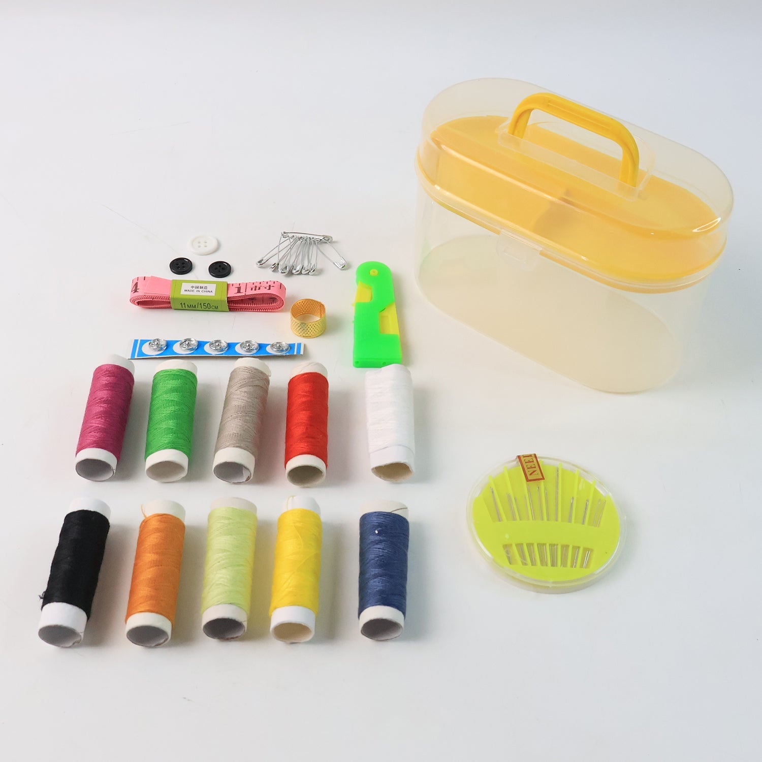 Double Layer Small & Portable Travel Sewing Kits Box with Color Needle Threads Scissor pin Hand Work Sewing Box Handwork Sewing Accessories